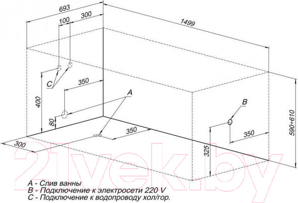 Изображение товара Ванна акриловая Aquanet West 150x70