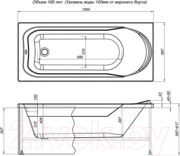 Изображение товара Ванна акриловая Aquanet West 160x70