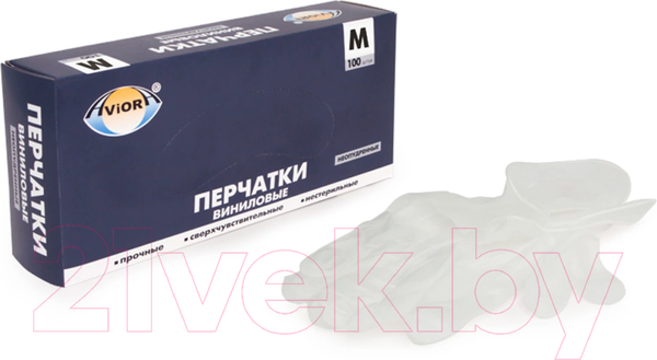 Изображение товара Перчатки одноразовые Aviora Виниловые (M, 100шт)