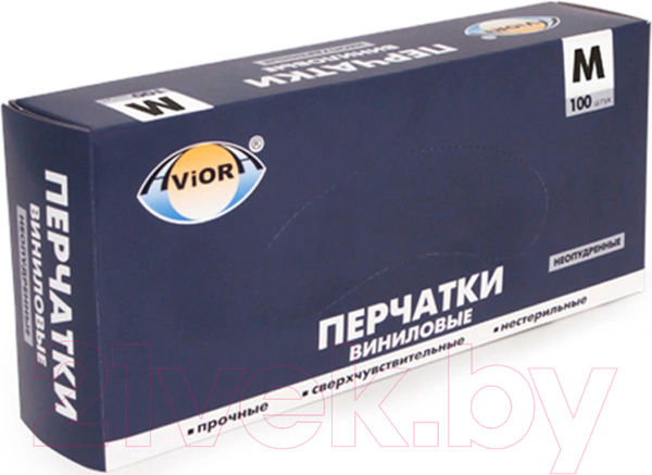 Изображение товара Перчатки одноразовые Aviora Виниловые (M, 100шт)