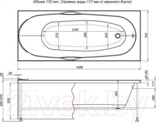 Изображение товара Экран для ванны Aquanet Dali 170 (фронтальный)