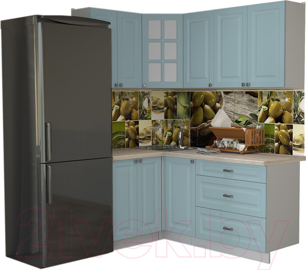 Изображение товара Кухонный гарнитур Интерлиния Мила Деко 1.2x1.8 (океан/травертин серый)