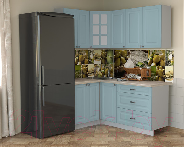 Изображение товара Кухонный гарнитур Интерлиния Мила Деко 1.2x1.8 (океан/травертин серый)