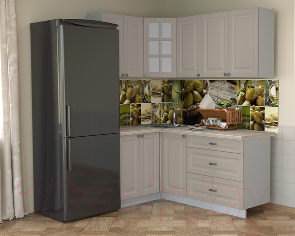 Изображение товара Кухонный гарнитур Интерлиния Мила Деко 1.2x1.8 (луна/травертин серый)