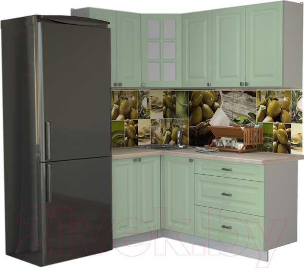 Изображение товара Кухонный гарнитур Интерлиния Мила Деко 1.2x1.8 (мята/травертин серый)