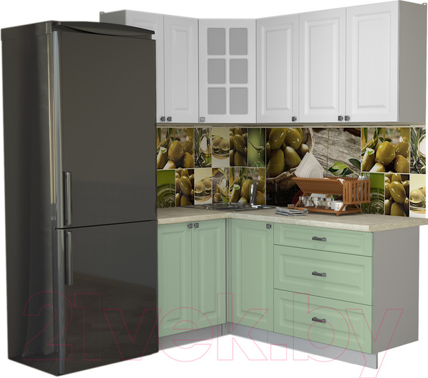 Изображение товара Кухонный гарнитур Интерлиния Мила Деко 1.2x1.8 (мята/белый/опал светлый)