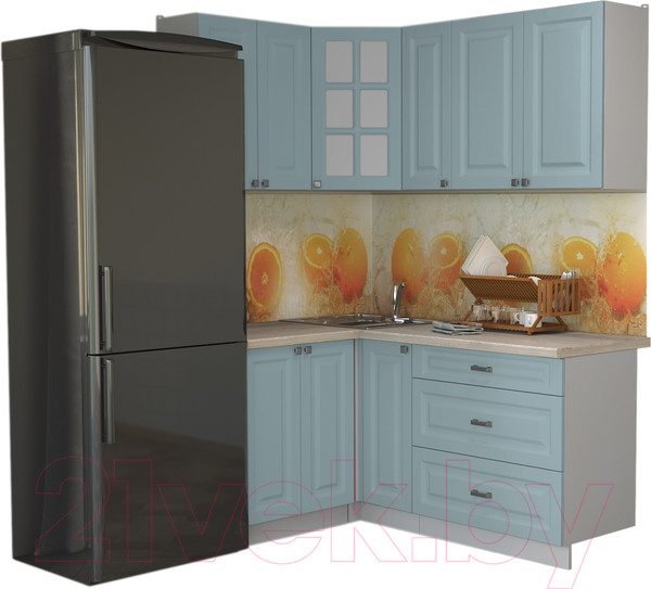 Изображение товара Кухонный гарнитур Интерлиния Мила Деко 1.2x1.7 (океан/травертин серый)