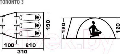Изображение товара Палатка Jungle Camp Toronto 3 / 70818 (зеленый)