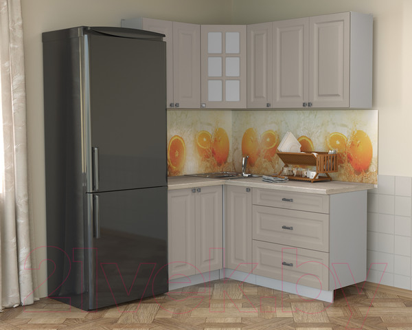 Изображение товара Кухонный гарнитур Интерлиния Мила Деко 1.2x1.7 (луна/травертин серый)