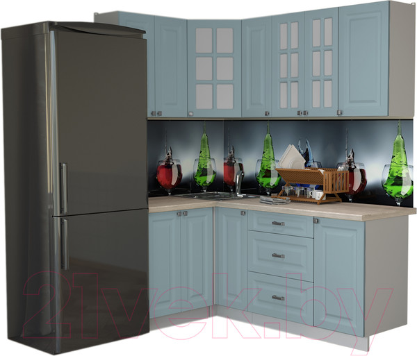 Изображение товара Кухонный гарнитур Интерлиния Мила Деко 1.2x1.9 (океан/травертин серый)