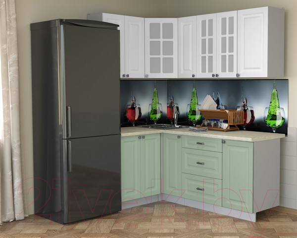 Изображение товара Кухонный гарнитур Интерлиния Мила Деко 1.2x1.9 (мята/белый/опал светлый)