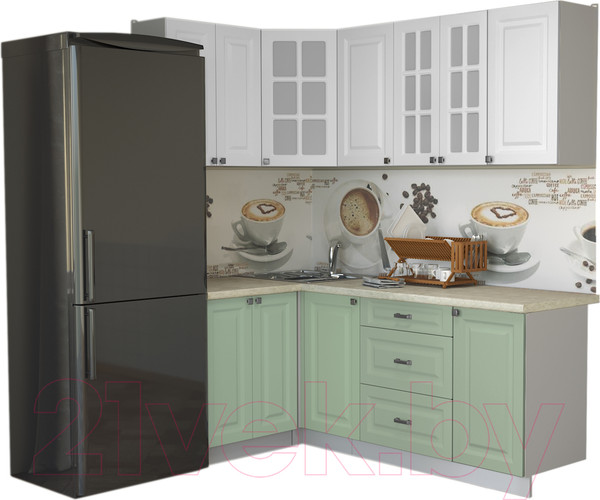 Изображение товара Кухонный гарнитур Интерлиния Мила Деко 1.2x2.0 (мята/белый/опал светлый)