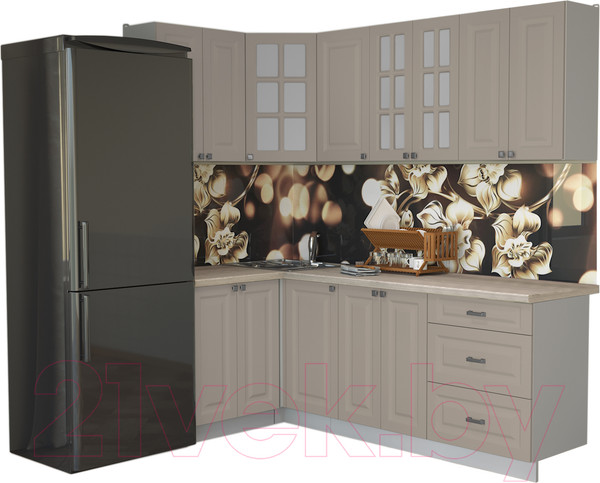 Изображение товара Кухонный гарнитур Интерлиния Мила Деко 1.2x2.2 (луна/травертин серый)