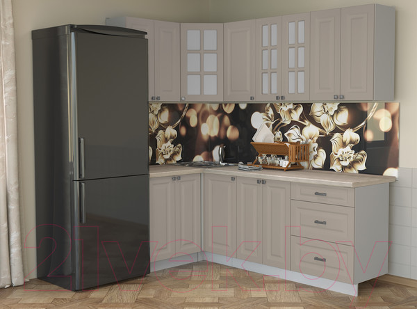 Изображение товара Кухонный гарнитур Интерлиния Мила Деко 1.2x2.2 (луна/травертин серый)