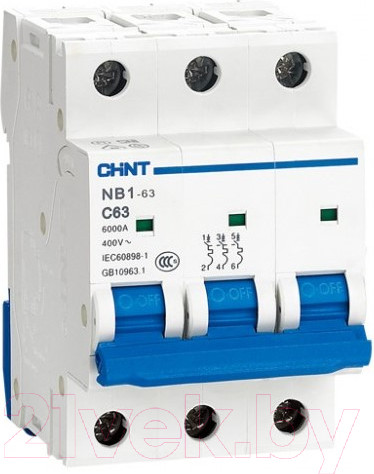 Изображение товара Выключатель автоматический Chint NB1-63H 3P 40A 10кА C (R) / 179875