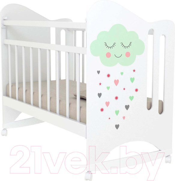 Изображение товара Детская кроватка VDK Nicole колесо-качалка (белый)