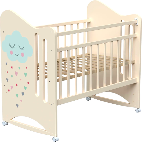 Изображение товара Детская кроватка VDK Nicole колесо-качалка (слоновая кость)