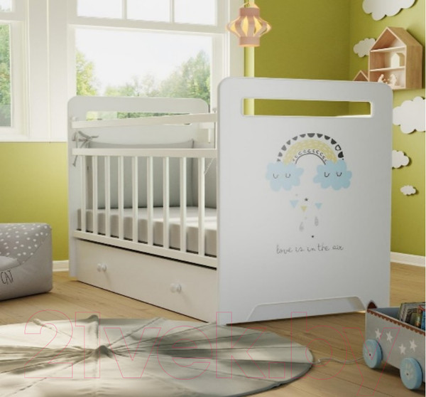 Изображение товара Детская кроватка VDK Nino маятник-ящик (белый)