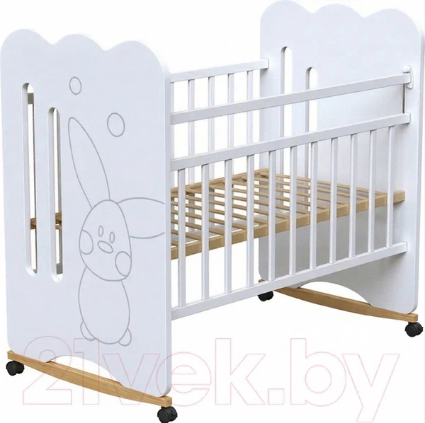 Изображение товара Детская кроватка VDK Sweet Rabbit колесо-качалка (белый)