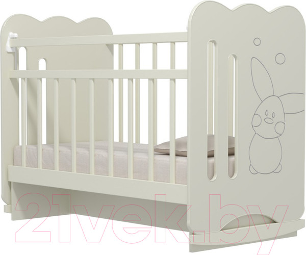 Изображение товара Детская кроватка VDK Sweet Rabbit колесо-качалка с маятником (слоновая кость)