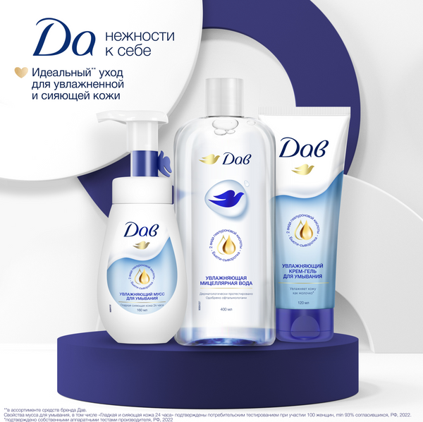 Изображение товара Пенка для умывания Dove Увлажняющий мусс (160мл)