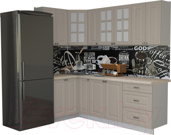 Изображение товара Кухонный гарнитур Интерлиния Мила Деко 1.2x2.3 (луна/травертин серый)