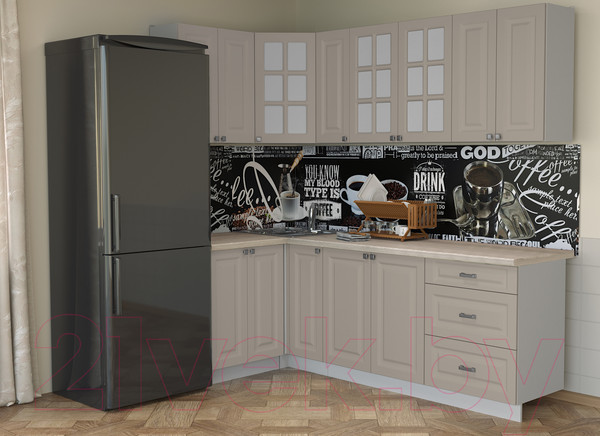 Изображение товара Кухонный гарнитур Интерлиния Мила Деко 1.2x2.3 (луна/травертин серый)