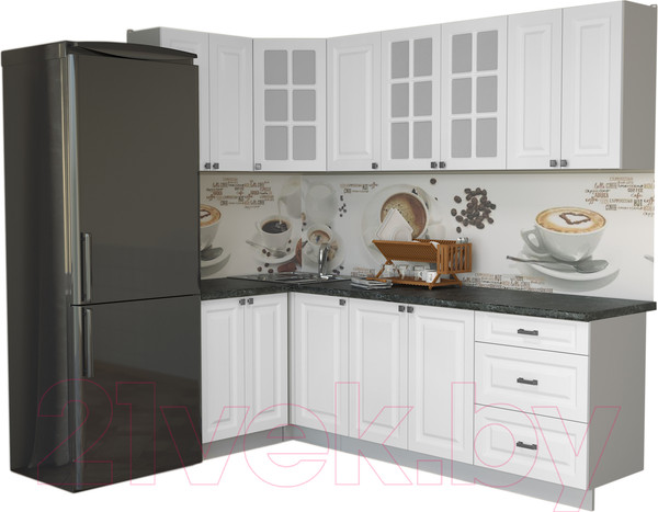Изображение товара Кухонный гарнитур Интерлиния Мила Деко 1.2x2.4 (белый/кастилло темный)