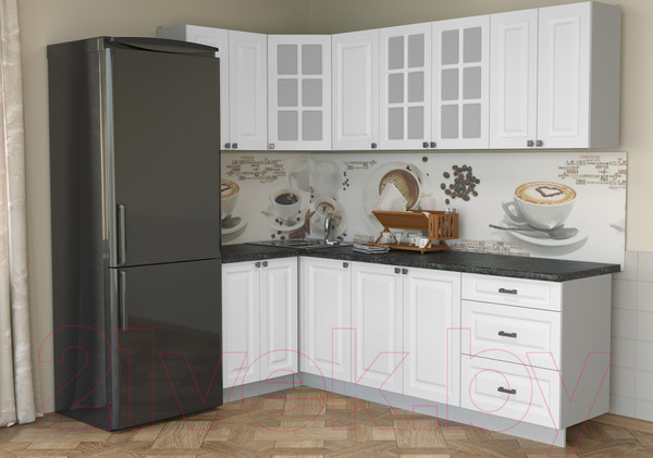 Изображение товара Кухонный гарнитур Интерлиния Мила Деко 1.2x2.4 (белый/кастилло темный)