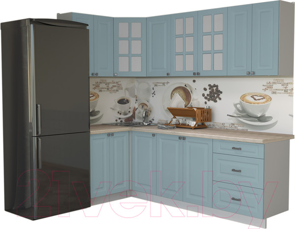 Изображение товара Кухонный гарнитур Интерлиния Мила Деко 1.2x2.4 (океан/травертин серый)