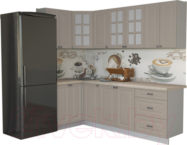 Изображение товара Кухонный гарнитур Интерлиния Мила Деко 1.2x2.4 (луна/травертин серый)
