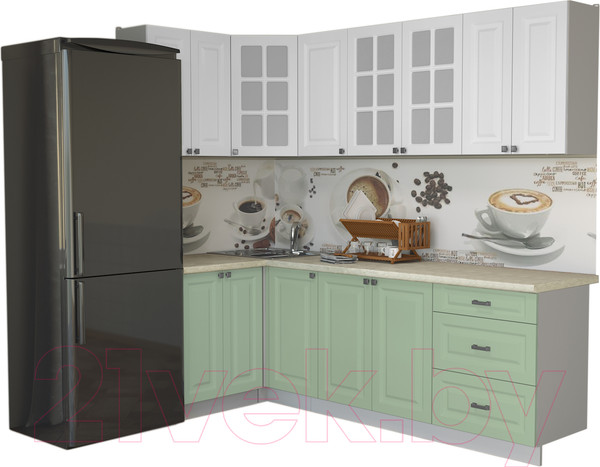 Изображение товара Кухонный гарнитур Интерлиния Мила Деко 1.2x2.4 (мята/белый/опал светлый)