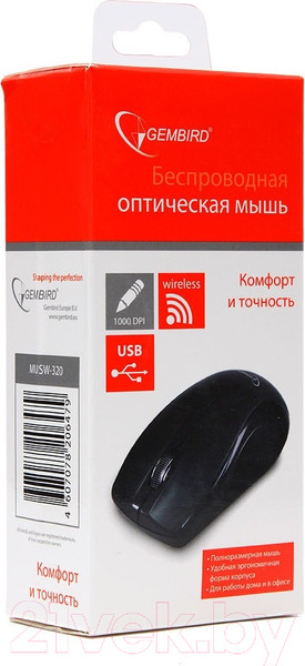 Изображение товара Мышь Gembird MUSW-320 (черный)