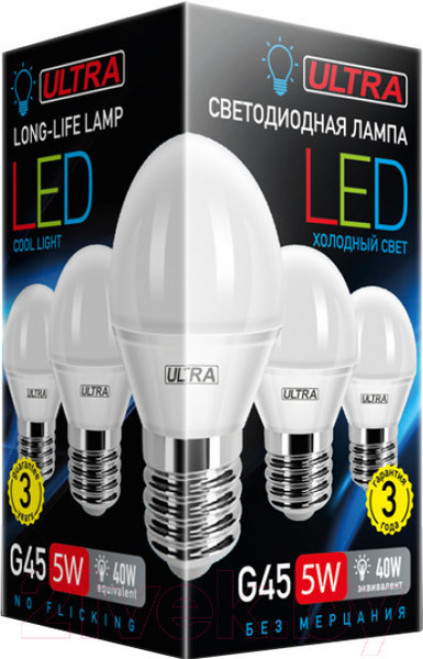 Изображение товара Лампа Ultra LED-G45-5W-E27-4000K