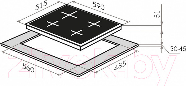 Изображение товара Газовая варочная панель Maunfeld EGHG.64.2CBG/G