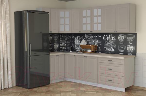 Изображение товара Кухонный гарнитур Интерлиния Мила Деко 1.2x2.6 (луна/травертин серый)