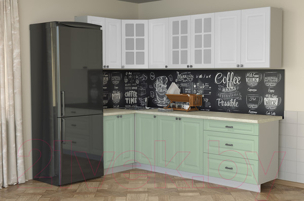 Изображение товара Кухонный гарнитур Интерлиния Мила Деко 1.2x2.6 (мята/белый/опал светлый)