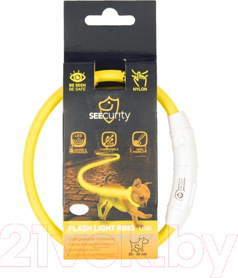 Изображение товара Ошейник Duvo Plus 1270011/DV (нейлоновый, светящийся, желтый)