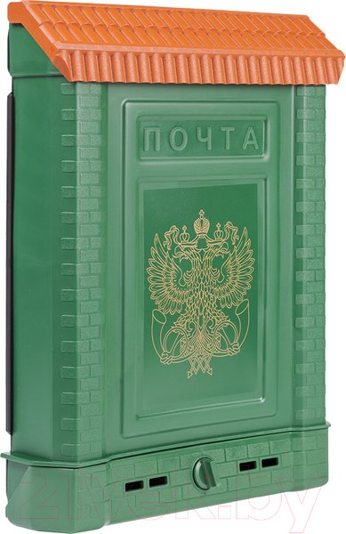 Изображение товара Почтовый ящик Цикл Премиум c защелкой, накладкой и орлом / 6002-00 (зеленый)