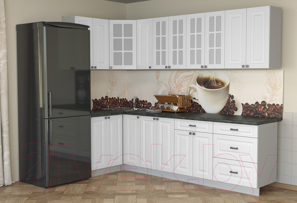 Изображение товара Кухонный гарнитур Интерлиния Мила Деко 1.2x2.7 (белый/кастилло темный)