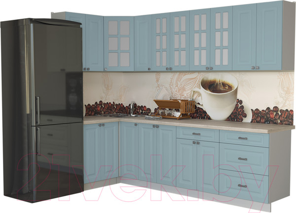 Изображение товара Кухонный гарнитур Интерлиния Мила Деко 1.2x2.7 (океан/травертин серый)