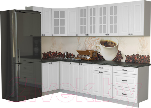 Изображение товара Кухонный гарнитур Интерлиния Мила Деко 1.2x2.8 (белый/кастилло темный)
