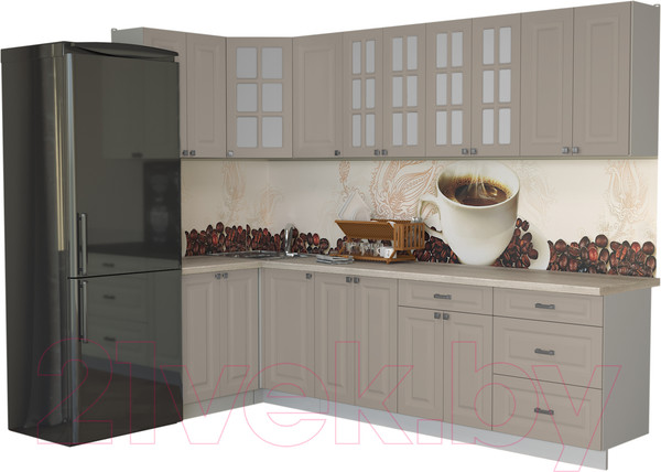 Изображение товара Кухонный гарнитур Интерлиния Мила Деко 1.2x2.8 (луна/травертин серый)