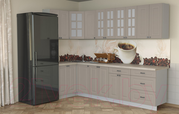 Изображение товара Кухонный гарнитур Интерлиния Мила Деко 1.2x2.8 (луна/травертин серый)