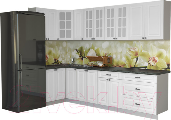 Изображение товара Кухонный гарнитур Интерлиния Мила Деко 1.2x2.9 (белый/кастилло темный)