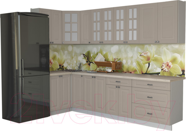 Изображение товара Кухонный гарнитур Интерлиния Мила Деко 1.2x2.9 (луна/травертин серый)