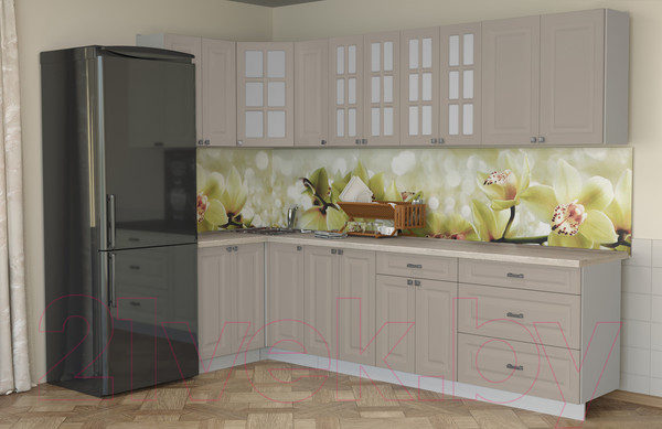 Изображение товара Кухонный гарнитур Интерлиния Мила Деко 1.2x2.9 (луна/травертин серый)