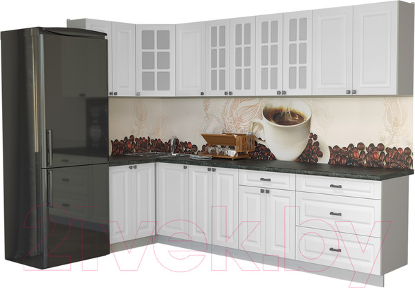 Изображение товара Кухонный гарнитур Интерлиния Мила Деко 1.2x3.0 (белый/кастилло темный)