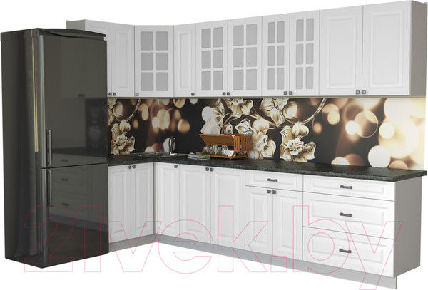 Изображение товара Кухонный гарнитур Интерлиния Мила Деко 1.2x3.1 (белый/кастилло темный)