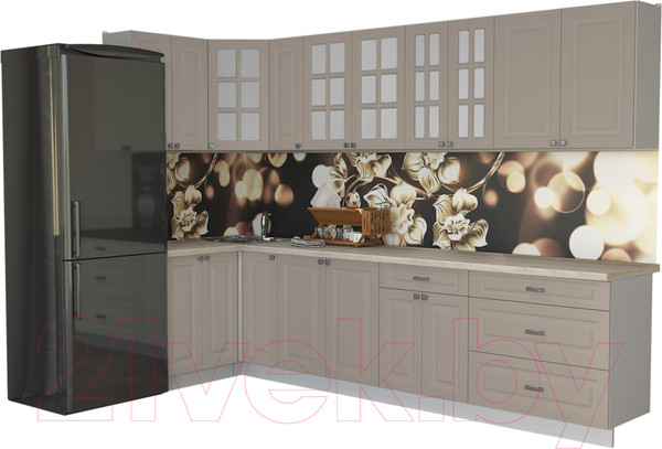 Изображение товара Кухонный гарнитур Интерлиния Мила Деко 1.2x3.1 (луна/травертин серый)